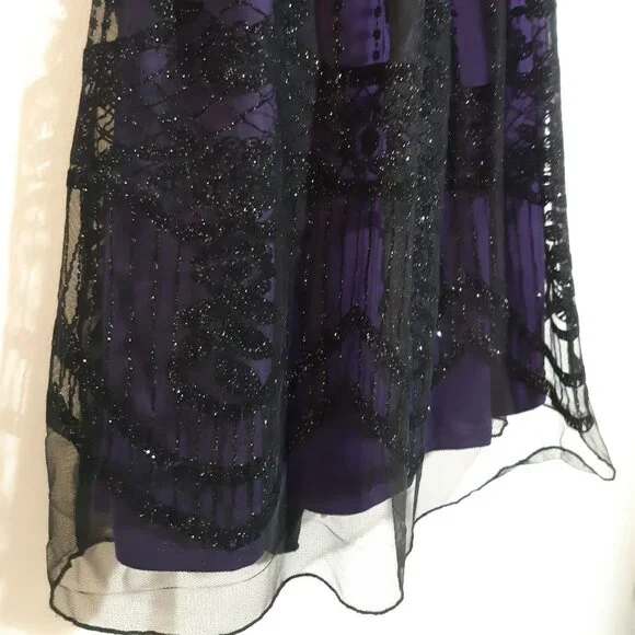Candy Couture Purple & Black Sequin Cocktail Dress Size Medium - Picture 4 of 10